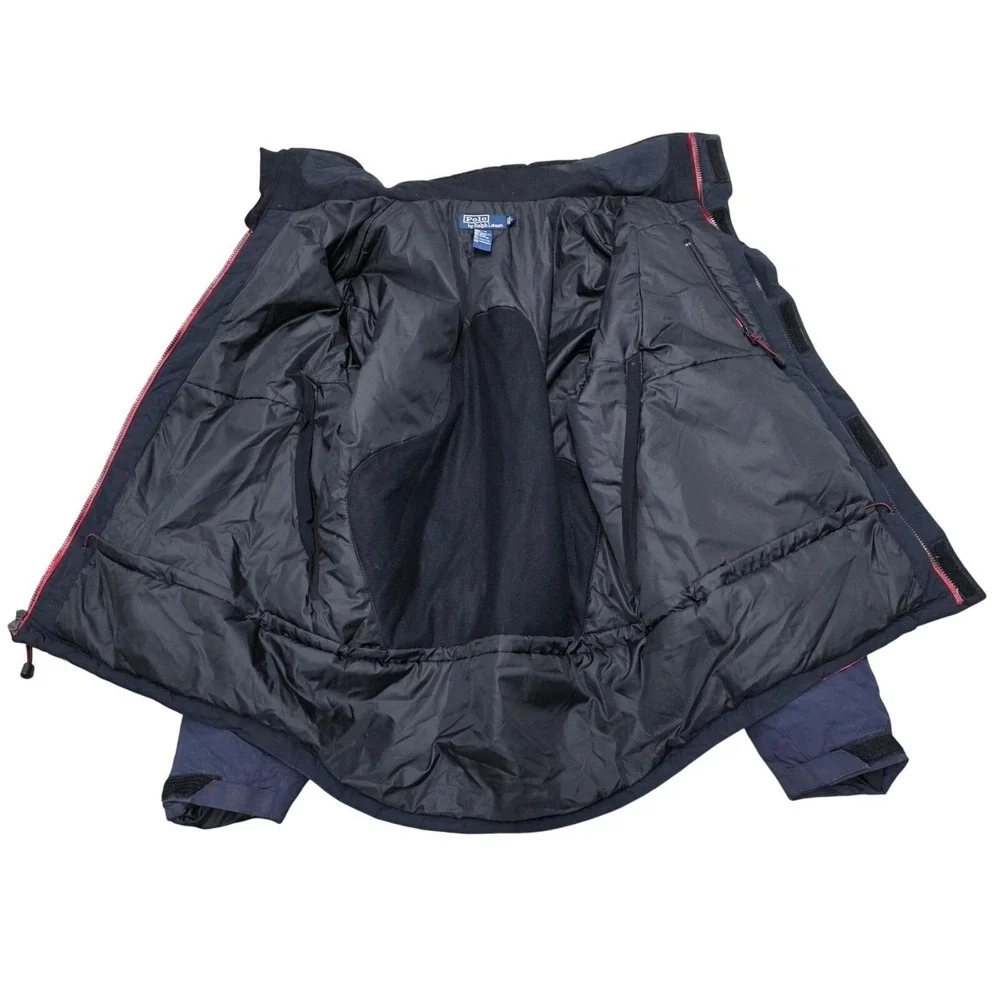 Vintage Polo‎ Ralph Lauren Jacket Mens Red Navy Blue Winter Coat Outerwear Large